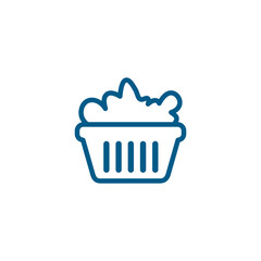 Basket Line Blue Icon On White Background. Blue Flat Style Vector Illustration