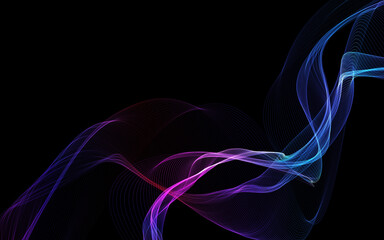 Dark abstract background with a glowing abstract waves