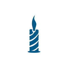 Candle Blue Icon On White Background. Blue Flat Style Vector Illustration