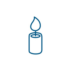Candle Line Blue Icon On White Background. Blue Flat Style Vector Illustration