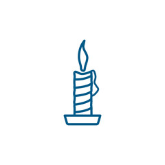 Candle Line Blue Icon On White Background. Blue Flat Style Vector Illustration