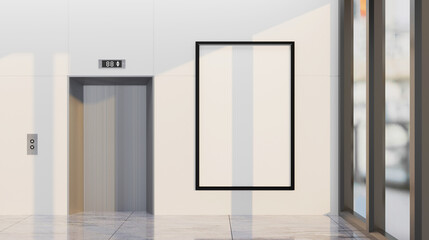 Mock up sign and billboard on wall near elevator © pixs4u