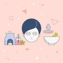 Beauty vector illustration on pink background.