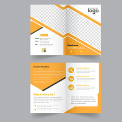 Bi-fold Brochure Template Design.Corporate & Business Concept Design.