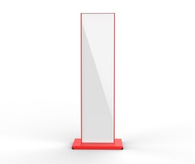 Blank Double sided outdoor advertising metallic back lit Poster stand Mock up. Curved  LED B Totem Poster Light Box. 3d render illustration.