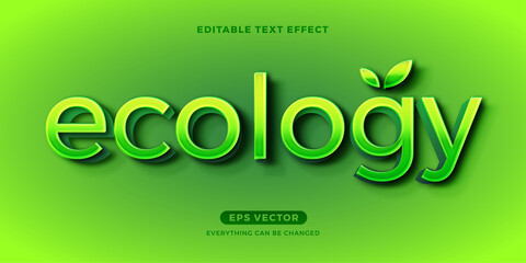 Ecology Green editable text effect vector