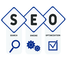 SEO : Search engine optimization. Flat illustration analytics design. infographics business concept. Internet web site promotion concept vector layout.