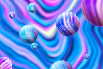 Fantasy color planet creative wallpaper, holographic metal foil texture background.