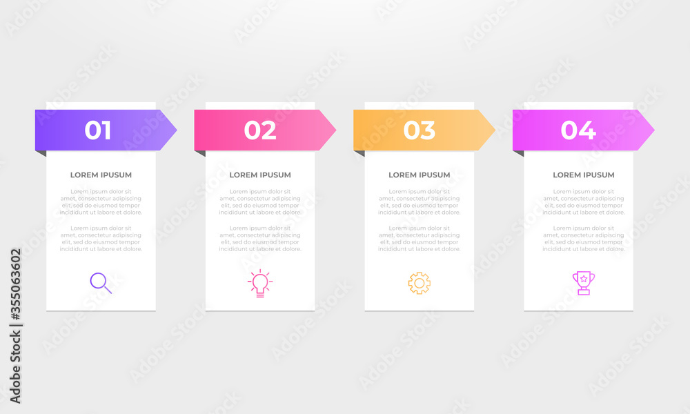 Poster colourful infographic steps with text boxes. business concept with 4 steps.