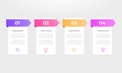 Colourful infographic steps with text boxes. Business concept with 4 steps.