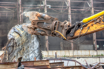 Excavator destroyer during operation.