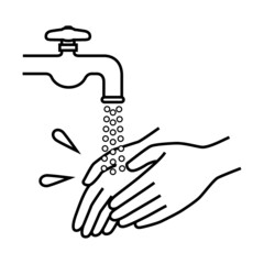 washing hands with water tap