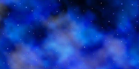 Dark BLUE vector background with small and big stars. Shining colorful illustration with small and big stars. Pattern for websites, landing pages.