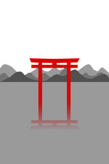 Japanese traditional gate minimalist illustration