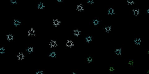 Fototapeta na wymiar Dark blue, green vector pattern with coronavirus elements.