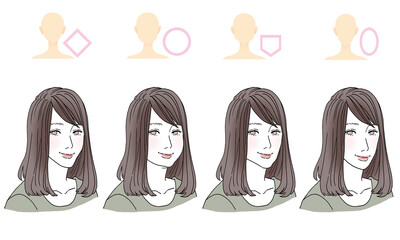 顔型別ヘアスタイルイラスト