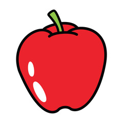 Cartoon apple isolated on the white background for children without color