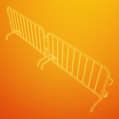 Police riot fence. Wireframe low poly mesh vector illustration.