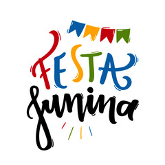 Festa Junina. June Party. Brazilian Traditional Celebration in  Portuguese Hand Lettering. Vector. © Bruna Saraiva