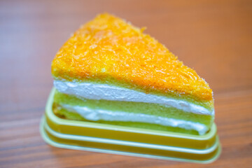 close up Foi Thong sweet chiffon cake