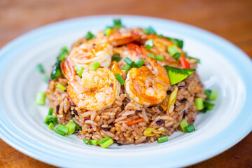 Khao Pad Tom Yum Goong spicy fried rice with shrimp