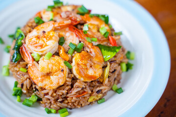 Khao Pad Tom Yum Goong spicy fried rice with shrimp