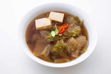 Korean food cabbage soup with tufu