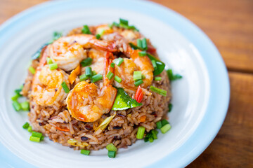 Khao Pad Tom Yum Goong spicy fried rice with shrimp