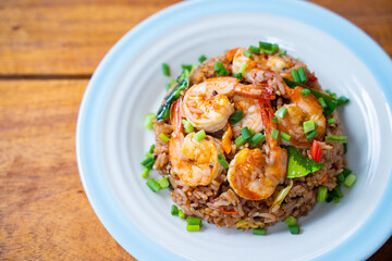 Khao Pad Tom Yum Goong spicy fried rice with shrimp
