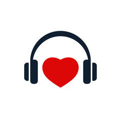 Headphones icon with heart shape
