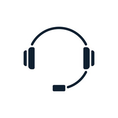Headphones simple icon with microphone