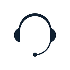 Headphones flat icon with microphone