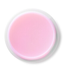  Jar with pink body cream on white background