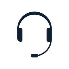 Headphones flat icon with microphone