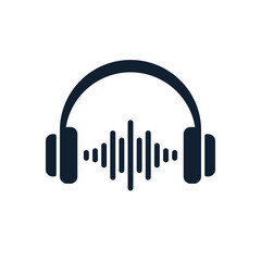Headphones minimal icon with sound waves - 355066871