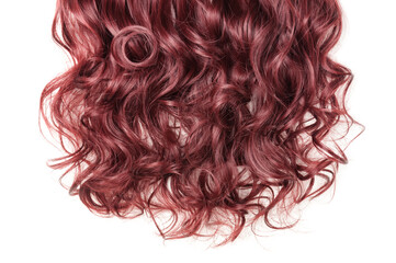 Single piece clip in claret red wavy synthetic hair extensions
