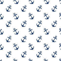 Seamless pattern of anchor on white background vector. © Thanawat