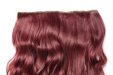 Single piece clip in claret red wavy synthetic hair extensions
