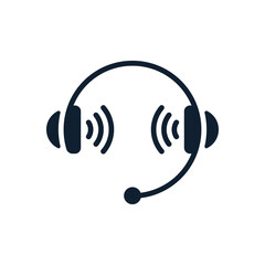 Headphones icon with microphone and sound symbol