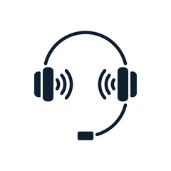 Headphones icon with microphone and sound symbol