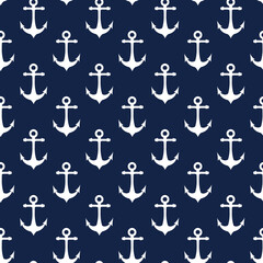 Fototapeta na wymiar Seamless pattern of anchor on blue background vector.