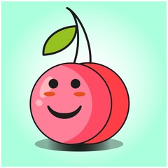 Cute cherry fruit emoticon cartoon mascot character design