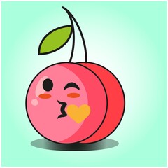 Cute cherry fruit emoticon cartoon mascot character design