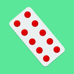 red color round ten pills strip packed