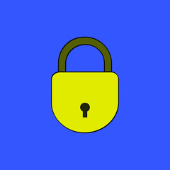 yellow color lock art work for home, office & banks protection