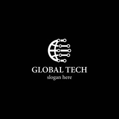 Global tech logo template vector icon design