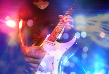 Obraz premium Rock star on the main stage music festival.