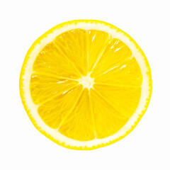 Top view of cut slice ripe lemon isolated on white background with clipping path.