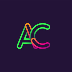 initial logo letter AC, linked outline rounded logo, colorful initial logo for business name and company identity.