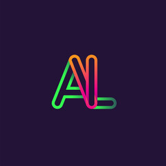 initial logo letter AL, linked outline rounded logo, colorful initial logo for business name and company identity.